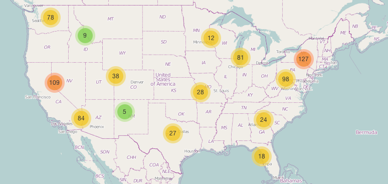 LEED platinum map